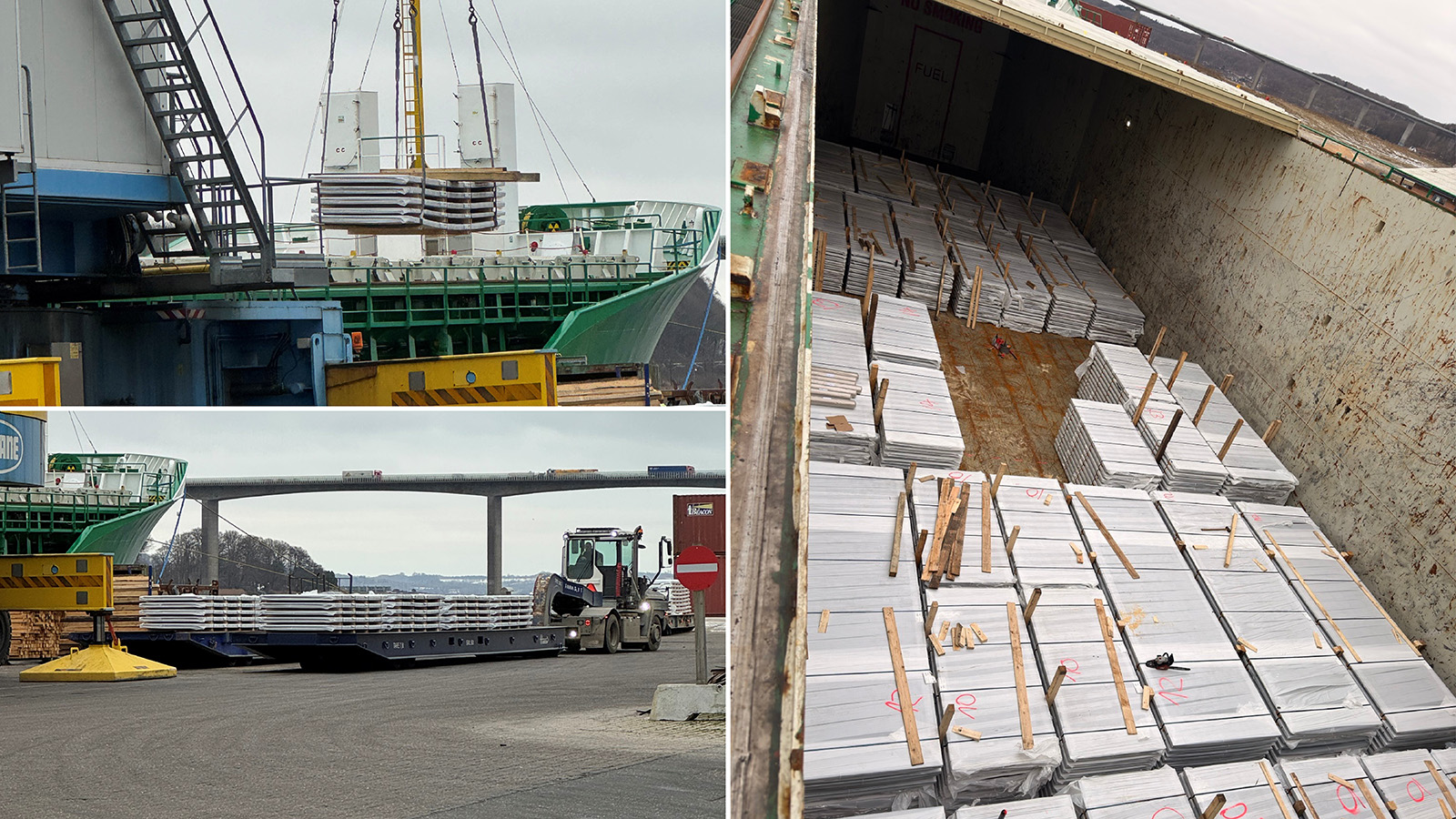 Lastning af 3000 tons stålplader fra Vejle Havn